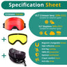 Crimson Carver snowboard goggle specification sheet