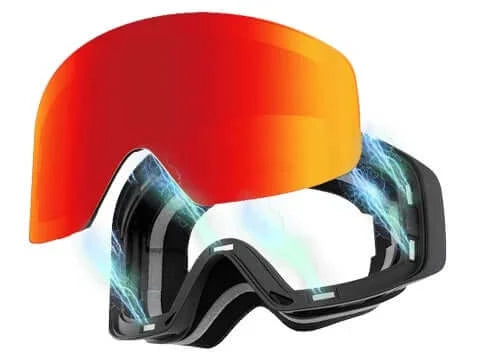 Red ski goggle with magnetic lens