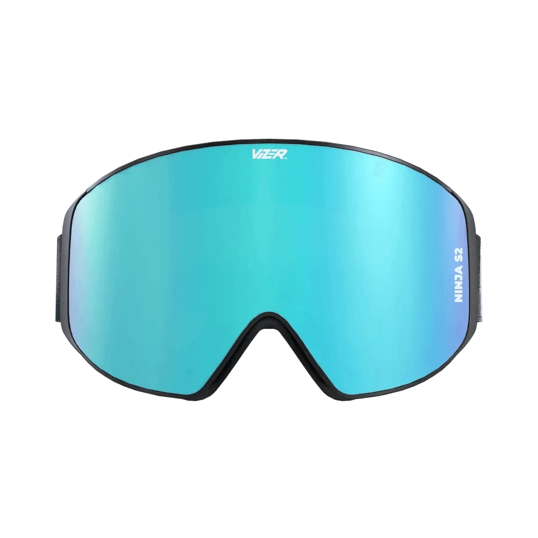 Blue mirror ski goggle with magnetic mask