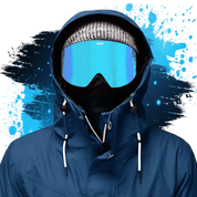 Ice blue masked ski goggle on model - Ninja
