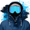 Ice blue masked ski goggle on model - Ninja