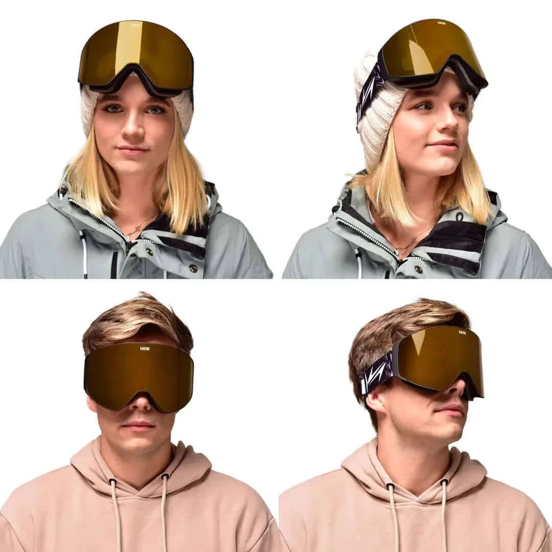 People wearing bronze mirror ski goggle - Auric Carver