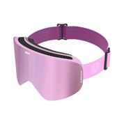 Pink ski goggle with mirror coating