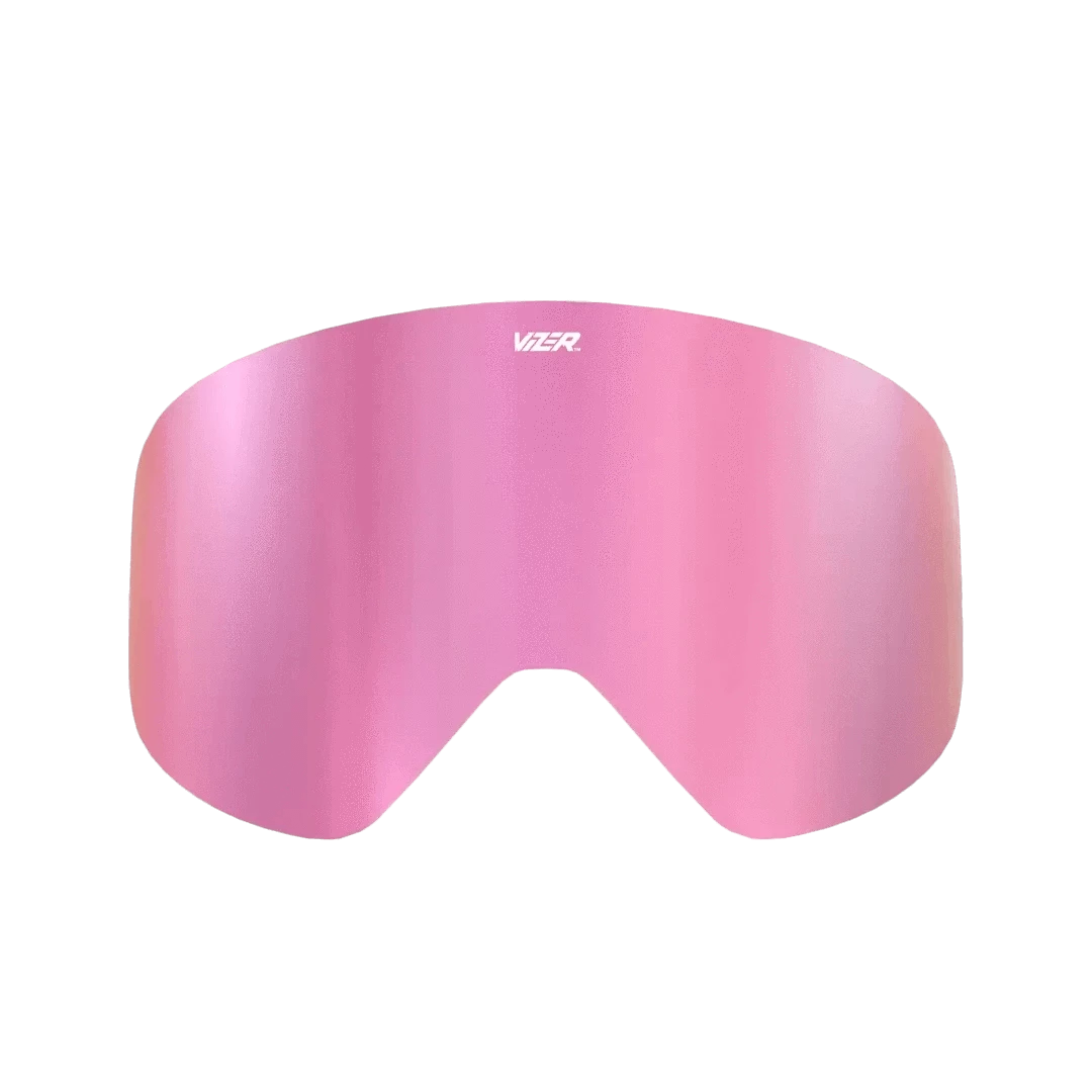 Pink silver ski goggle lens for Slopester goggle