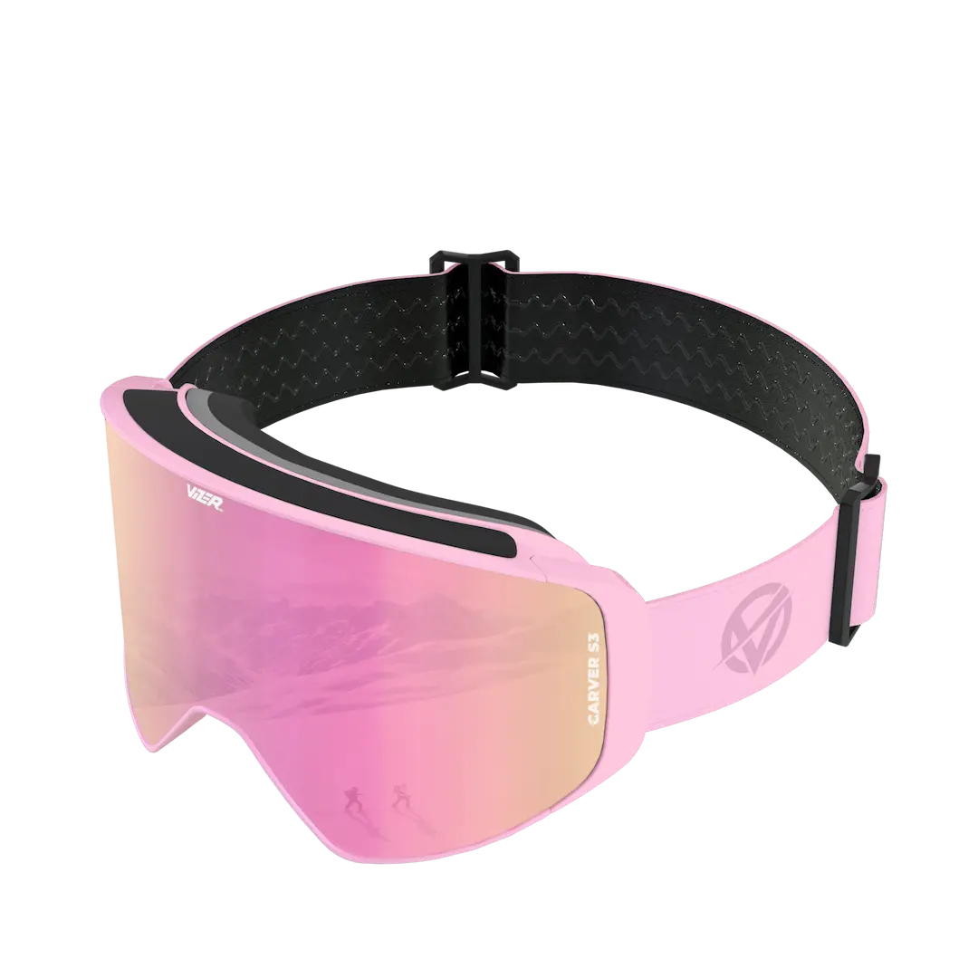 Vizer-Ninja-Pink-Blush-Ski-Goggle-isometric-front-view.webp